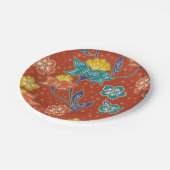 Rode exotische Indonesische florale batik patroon Papieren Bordje (Gekanteld)
