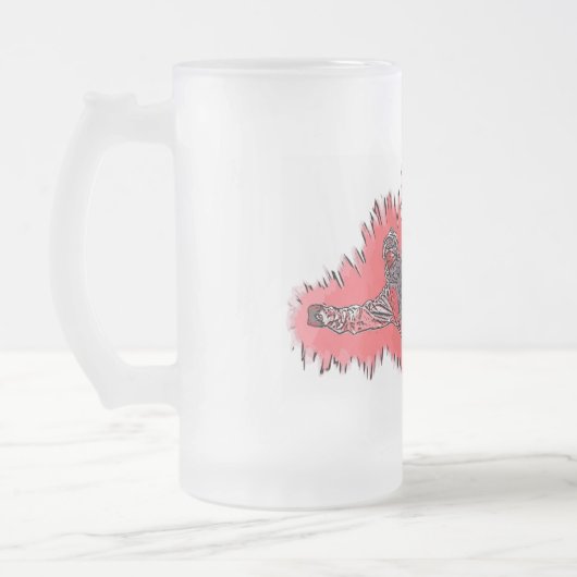 Rode explosie snowboarder Frosted Beer mok (Links)