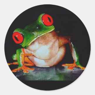 Rode-eyed Tree Frog Stickers - Originele Waterverf