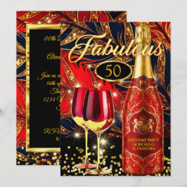 Rode Fabulous Verjaardagsfeest Gouden Champagne Gl Kaart