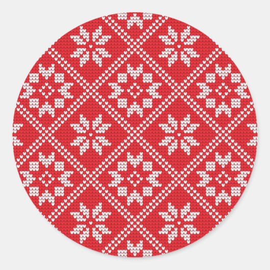 Rode Fair Isle trui breipatroon Kerstmis Ronde Sticker (Voorkant)