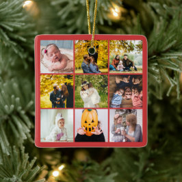Rode familie foto collage Kerst herinneringen Keramisch Ornament