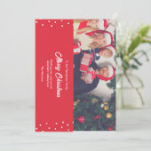 Rode Familie Foto Kerstmis Kaart (Staand voorkant)