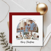 Rode Familie Foto Nautische Kerstmis Beachy Feestdagenkaart