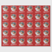 Rode familie Foto Snowflake Merry Kerstry Cadeaupapier (Vlak)