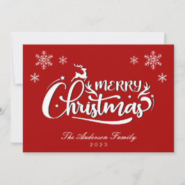 Rode familienaam en jaar kerst Kaart