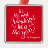 Rode Familienaam Geweldige tijd van kerst jaar Metalen Ornament (Voorkant)