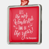 Rode Familienaam Geweldige tijd van kerst jaar Metalen Ornament (Links)