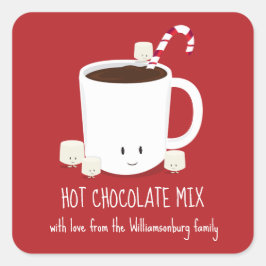 Rode familienaam Hot Chocolate Mix Kerstmis Vierkante Sticker