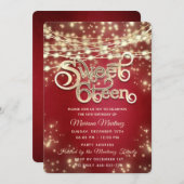 Rode fancy elegant String licht gouden vonk op Kaart (Voorkant / Achterkant)