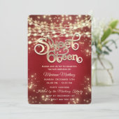 Rode fancy elegant String licht gouden vonk op Kaart (Staand voorkant)