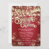 Rode fancy elegant String licht gouden vonk op Kaart (Voorkant)