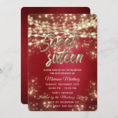 Rode fancy elegant String licht gouden vonk op Kaart (Voorkant / Achterkant)