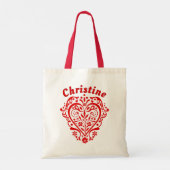 Rode Fancy Hart Gepersonaliseerd Budget Tote Bag (Achterkant)