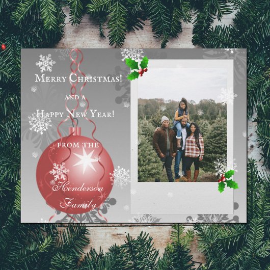 Rode Fancy kerstfeestelijke fotokaart Feestdagenkaart