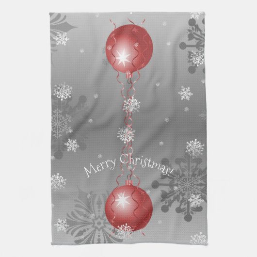 Rode Fancy kerstsierkeuken Theedoek (Verticaal)