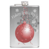 Rode Fancy kerstsierkolf Heupfles (Voorkant)