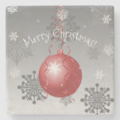 Rode Fancy kerstsiersteen Onderzetter (Voorkant)