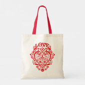 Rode Fancy Liefde Hart Budget Tote Bag (Achterkant)