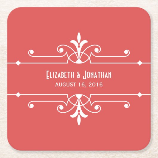 Rode Fancy Sierpapier Onderzetters (Voorkant)