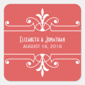 Rode Fancy sierweddenschappen Vierkante Sticker (Voorkant)