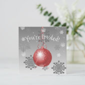 Rode Fancy uitnodiging voor kerstversiering (Staand voorkant)
