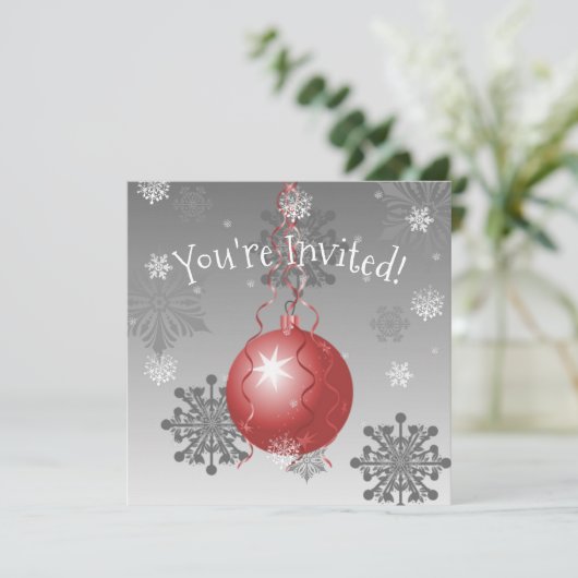 Rode Fancy uitnodiging voor kerstversiering (Staand voorkant)