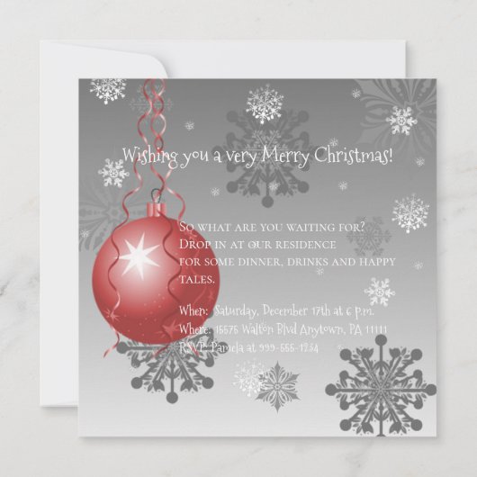 Rode Fancy uitnodiging voor kerstversiering (Achterkant)