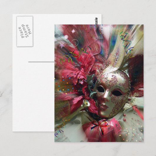 Rode Fantasy Engel Briefkaart (Voorkant / Achterkant)