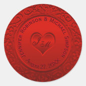 Rode Faux Folie Ronde Sticker (Voorkant)