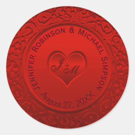 Rode Faux Folie Ronde Sticker