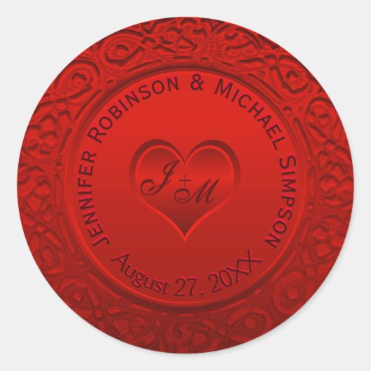 Rode Faux Folie Ronde Sticker (Voorkant)