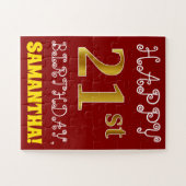 Rode, Faux Gold 21e verjaardag + aangepaste naam P Legpuzzel (Horizontaal)