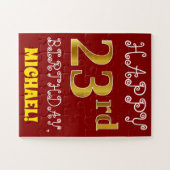 Rode, Faux Gold 23e verjaardag + aangepaste naam P Legpuzzel (Horizontaal)