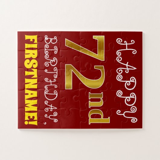 Rode, Faux Gold 72e verjaardag + Aangepaste naam P Legpuzzel (Horizontaal)