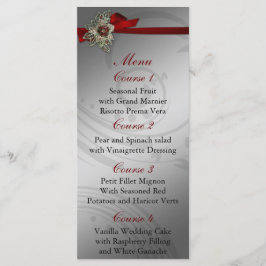 Rode FAUX ribbon  broch Wedding Menu