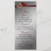 Rode FAUX ribbon  broch Wedding Menu (Voorkant)