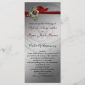 Rode FAUX ribbon  broch Wedding Programmakaart (Voorkant)