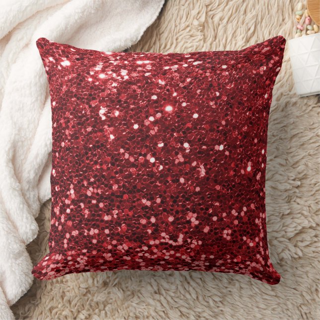 Rode Faux Sequin Glitter Sierkussen (Deken)