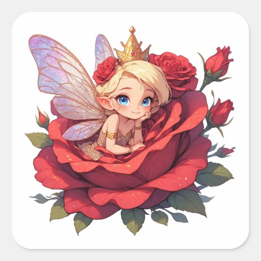 🌹 Rode Feeënroos Sticker Voor Fairycore Fans 🧚 (Voorkant)