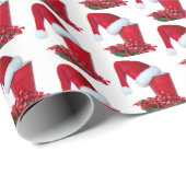 Rode feestbeker met kerstmuts en lint cadeaupapier (Rol Hoek)