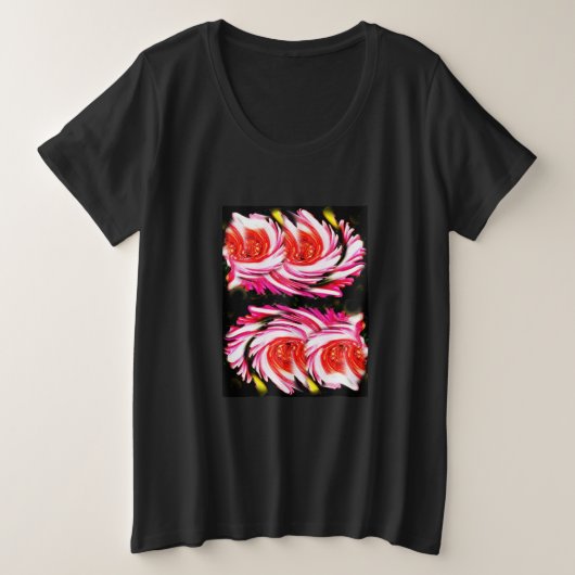 Rode feestbloemen grote maat t-shirt (Design voorkant)
