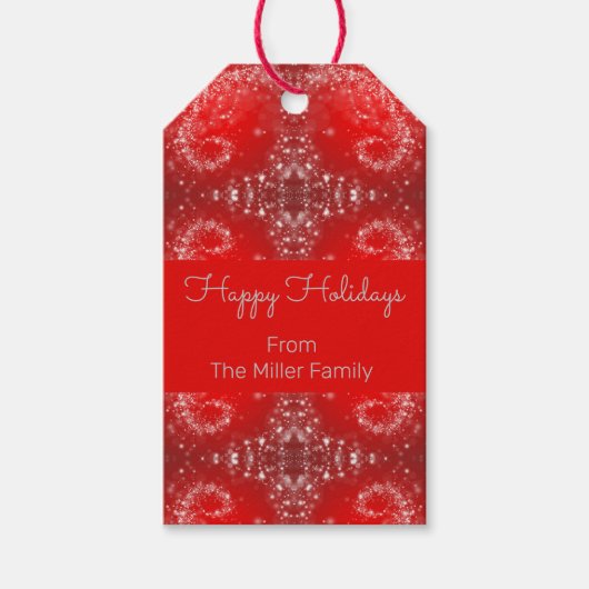 Rode feestdag cadeaulabel (Voorkant)