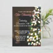 Rode feestdag kerstboomversiering Uitnodiging (Staand voorkant)