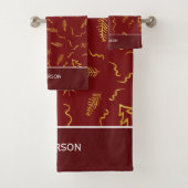 Rode feestdag met gouden kerstbomen bad handdoek (Insitu)