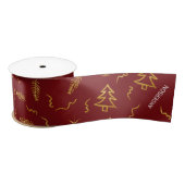 Rode feestdag met gouden kerstbomen satijnen lint (Spoel)