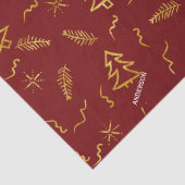 Rode feestdag met gouden kerstbomen tissuepapier (Detail)