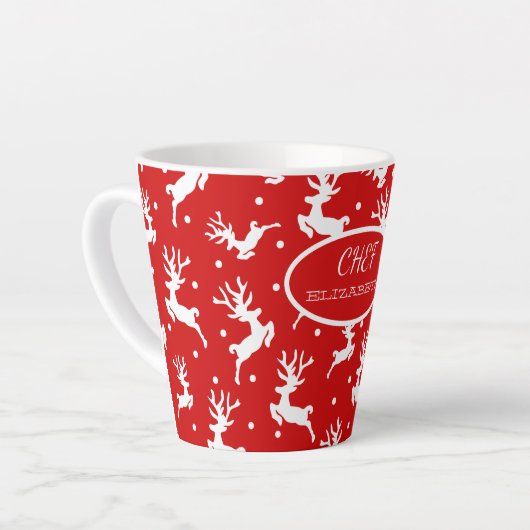 Rode feestdag met kerstavond latte mok (Linkerhoek)