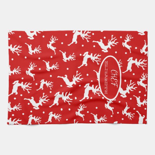 Rode feestdag met kerstavond theedoek (Horizontaal)