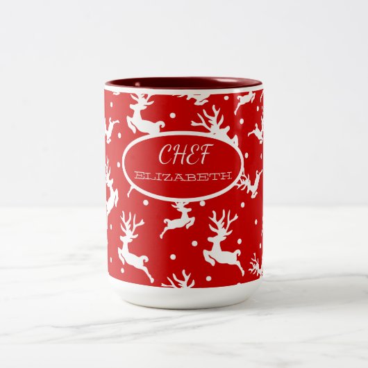 Rode feestdag met kerstavond tweekleurige koffiemok (Center)